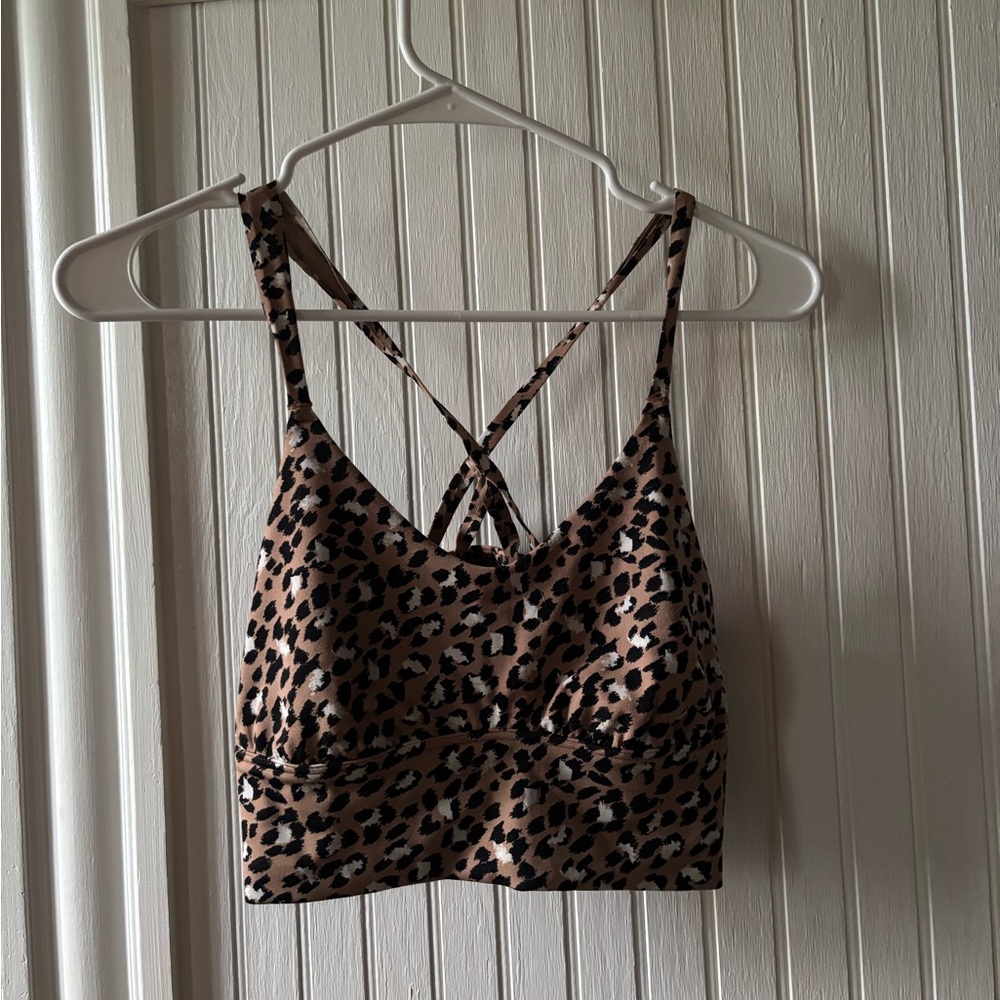 Aerie Leopard Print Strappy sports bra in size S!